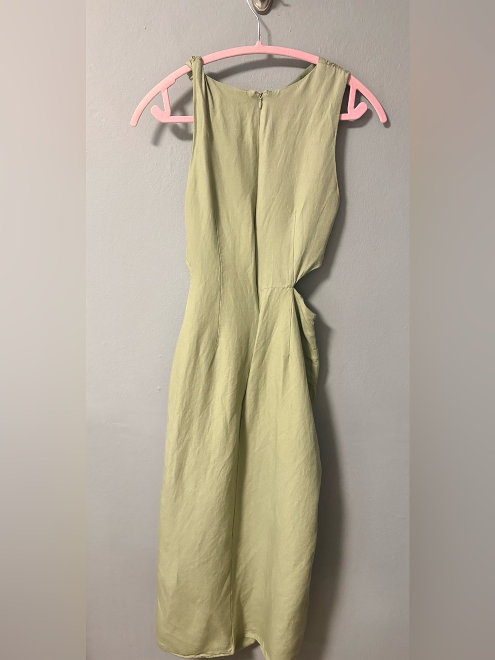 Zara Linen-Blend CutOut Sleeveless Midi Dress in Green. Size X-Small - Picture 9 of 13